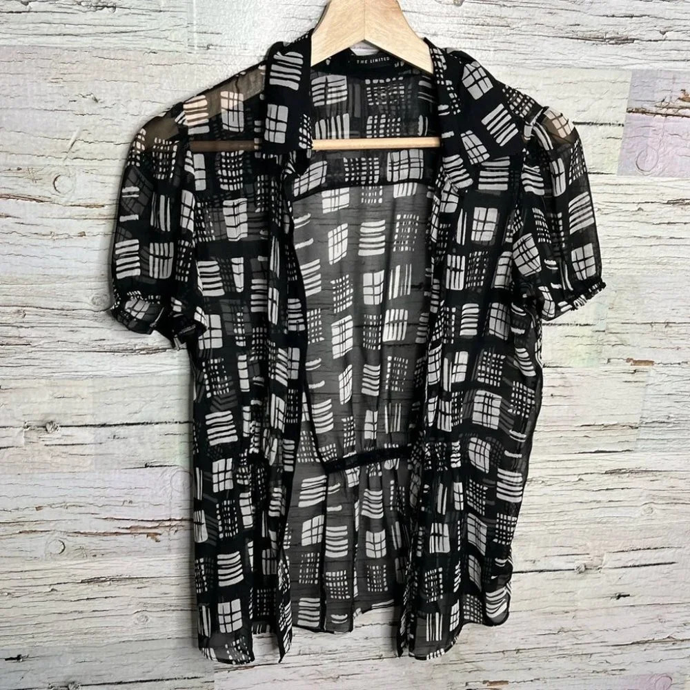 The limited black sheer blouse top short sleeve size small